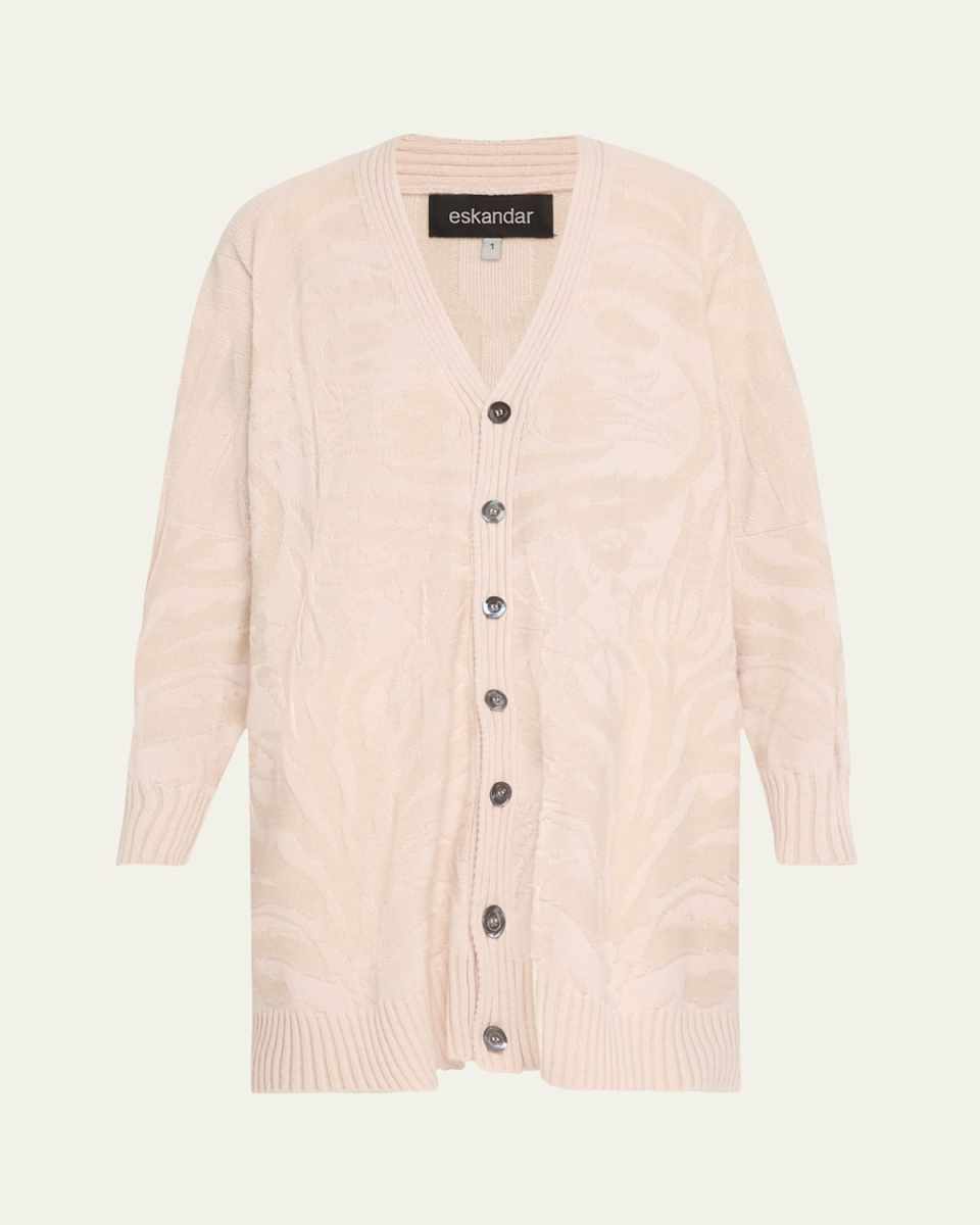 Wide V-Neck Cardigan (Long Plus Length)